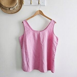 Covington Pink Linen Cotton Classic Simple Tank Top Women Size XL